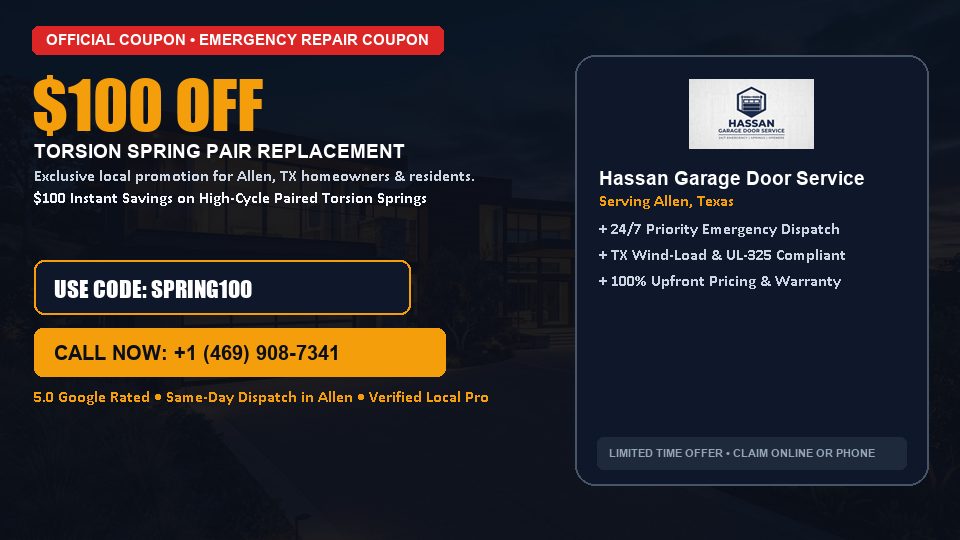 Hassan Garage Door Service $100 OFF Dual Torsion Spring Replacement