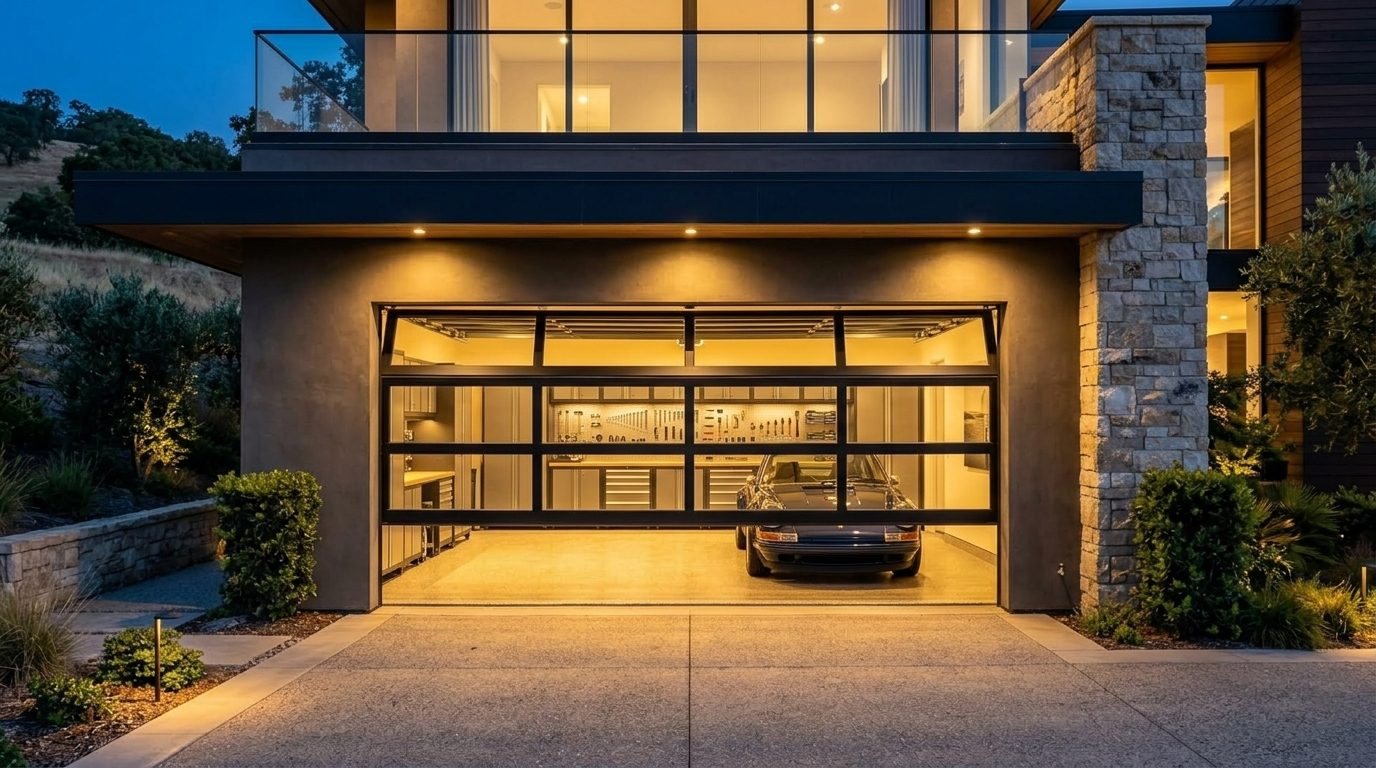 Hassan Garage Door Service Overhead Garage Door Gliding Open in Lucas, TX